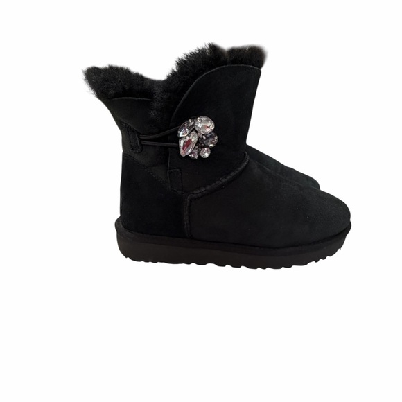 UGG Shoes - UGG Dark Suede Boots with Logo Detail